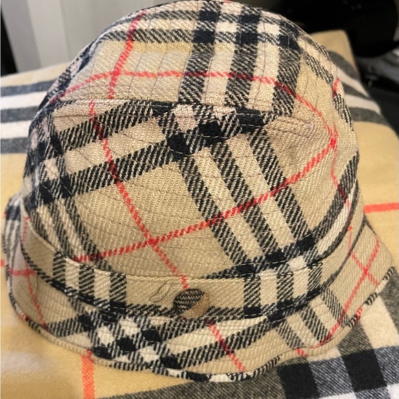 Burberry Accessories - Burberry’s Beige Plaid Bucket Hat with Red and Black Check